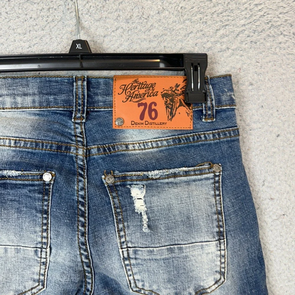 Heritage America Jeans Mens 28X31 Tactical Cargo Slim Blue Red Acid Wash Denim